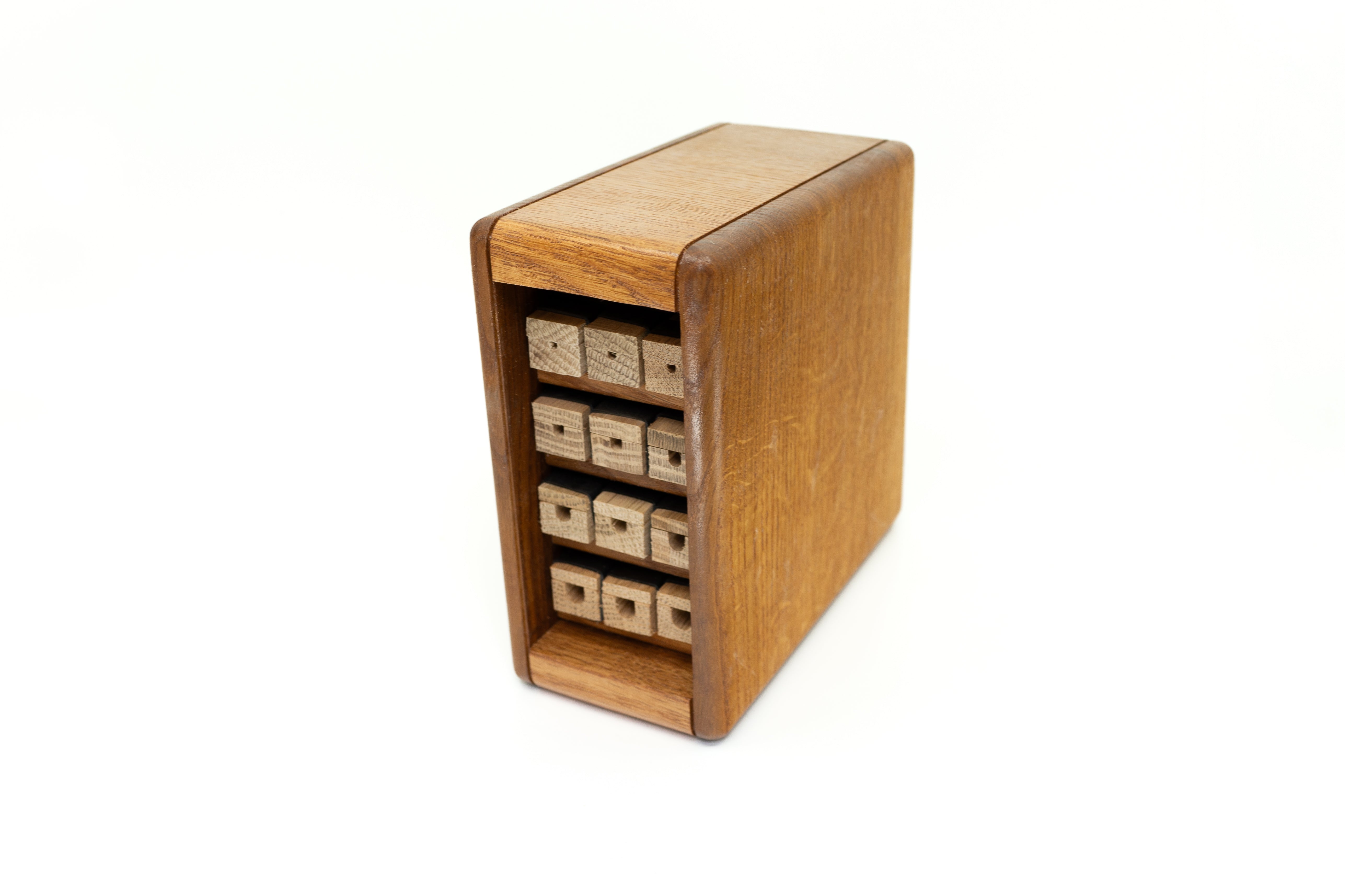 The Imago wild bee home with a clear finish and 12 regular nesting blocks.